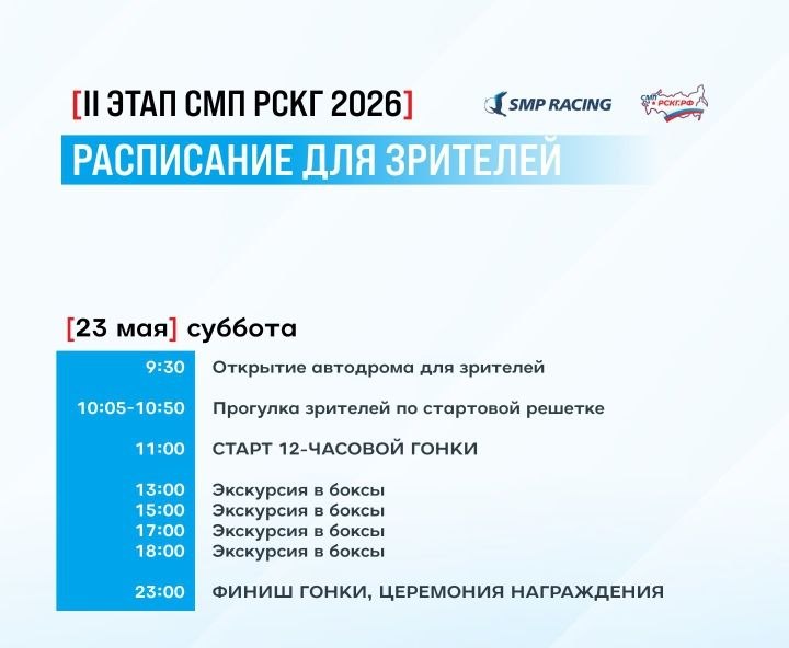 Расписание на сегодня от автодрома Moscow Raceway