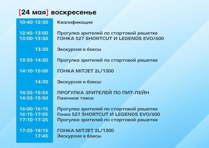 Открытие автодрома Moscow Raceway и расписание на сегодня