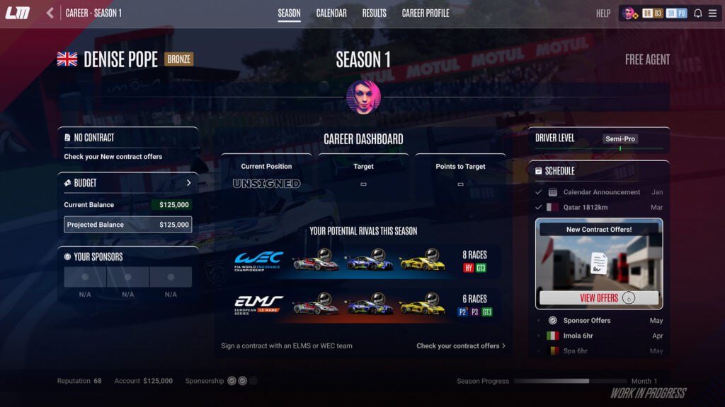 Карьера в Le Mans Ultimate: статус разработки и планы на 2026 год