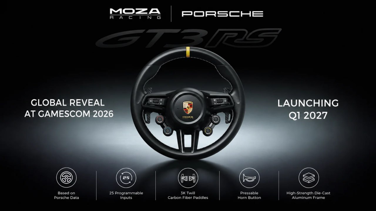 MOZA представила лицензированные рули Porsche, Ford и Mercedes