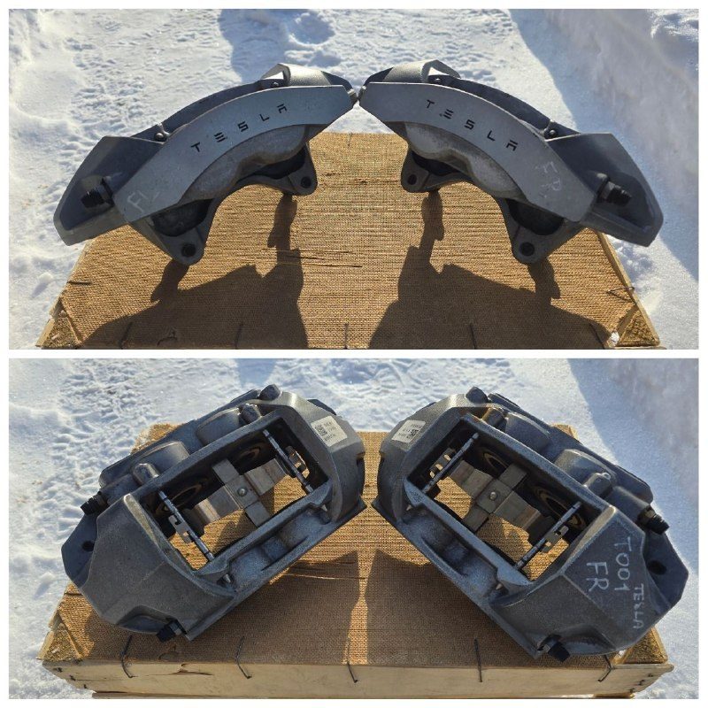 Суппорты Brembo 4pot от Tesla с новыми колодками, пара