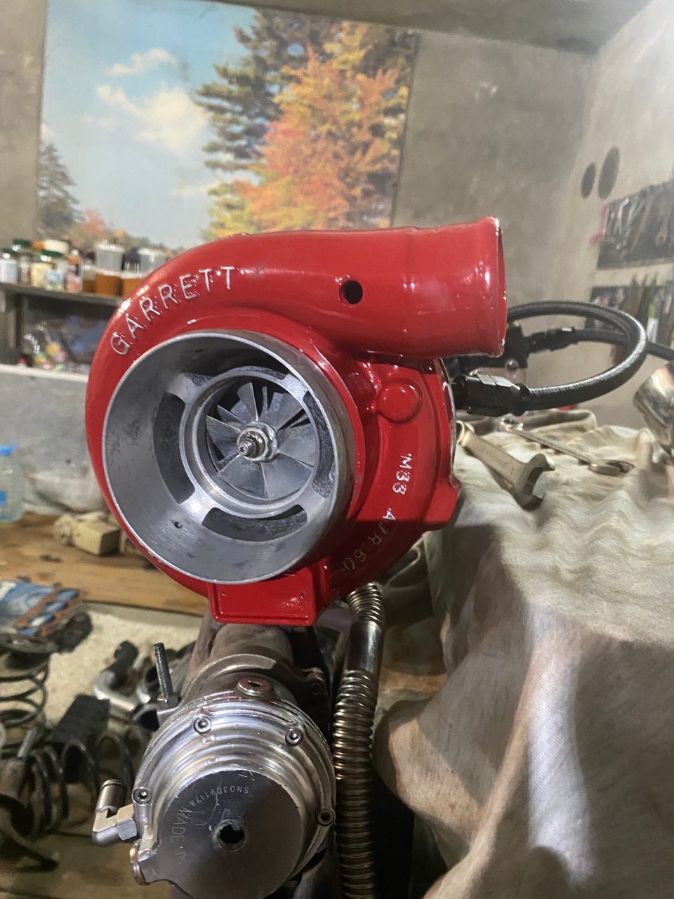 Турбина Garrett GT3076R, горячая часть Tial 0.82, с линиями AN